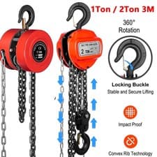 Image of Chain Hoist Block and Tackle 2 Ton Capacity Winch Engine Lift Puller Fall 3M UK