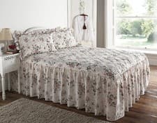 Image of Rose Garden Floral Quilted Fitted Bedspread - Traditional Style with Valance