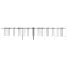 Image of Garden Fence with Spear Steel 10.2x1.5 m Black Z3Q9