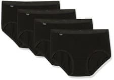 Image of Sloggi Women's Basic+ Midi 4 Pack Full Brief, Black, 16 UK 16, Black