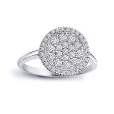 Image of 18ct White Gold Jewelco London Diamond Round Halo Cluster Cluster Ring 12mm