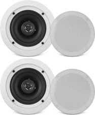 Image of Pair 6.5”/16.5Cm Ceiling Wall Mount Speakers, 2-Way Midbass Woofer Speaker, 1/2'
