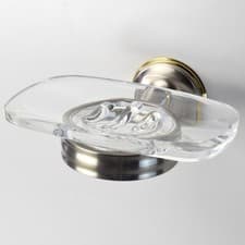 Image of Franz Viegener Clear Soap Dish and Holder, Wall-Mount, Satin Nickel and Gold