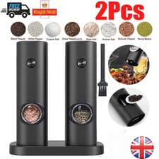 Image of 2x Electric Salt and Pepper Grinder LED Auto Mill Shaker Adjustable Coarseness