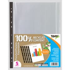 Image of Pack of 10 Tiger A4 expanding poly punched pockets files