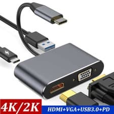 Image of USB-C 3.1 to HDMI VGA 4K Adapter Cable Multiport Converter for Apple Macbook Pro
