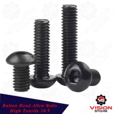 Image of M3 (3mm) Button Head Allen Bolts Hex Socket Screws Black High Tensile 10.9