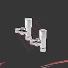 Image of 2 Radiator Valves Bathroom Towel Rail Straight Angled Designer Rads Pair Modern