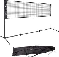 Image of Black 4m Badminton Net Post Set Outdoor Portable Volleyball Pickleball Tennis