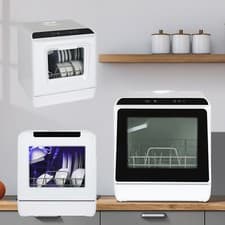 Image of Table Top Mini Dishwasher 6-Program Freestanding 5L Dish Cleaner LED Dish Basket