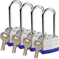 Image of 4Pack Heavy Duty Padlock Keyed Alike, 40MM Laminated Steel Lock Body, 60MM Extra