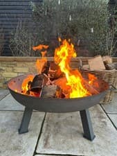 Image of Large Garden Fire Pit Outdoor Patio Camping Cast Iron Bowl Log Burner Heater