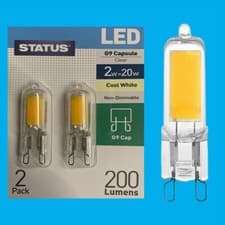 Image of 2x 2W G9 Capsule LED 200 lumen, Instant On Light Bulb Halogen Replacement 4000K