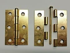 Image of 1840 Loose Pin Steel Butt Hinges (Pair): Electro Brass Finish 75mm