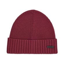 Image of BOSS Mens Beanie Hat Hugo Boss Fati Ribbed Virgin Wool in Dark Red