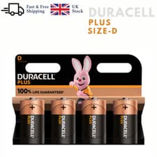Image of 4x Duracell D Size Batteries Plus Power Alkaline LR20, MN1300, MX1300 UK Stock