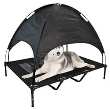 Image of Elevated Dog Bed Pet Raised Camping Cot Indoor Outdoor Mesh with Canopy Cover