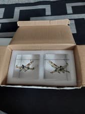 Image of RARE Deagostini Star Wars  X-Wing Glass Book Ends (brand new]