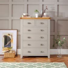 Image of Chest of Drawers 2 over 4 Drawer Tall Downton Grey Painted Bedroom Furniture