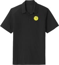 Image of Pickleball Yellow Ball Chest Print Tri Blend Polo Shirt