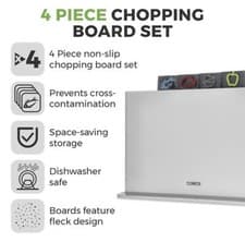 Image of Tower 4 Piece Chopping Board Set with Stand, Grey/Fleck Design T847042