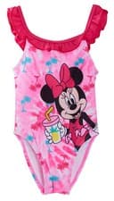 Image of Girls Minnie Mouse Swimming Costume Kids Disney One Piece Swimsuit Swimwear