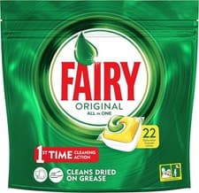 Image of Fairy Original All In One Dishwasher Tablets Lemon 22 Pack Cleaning Pods..