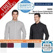Image of 🔥 Devon & Jones Men's Collection Broadcloth Woven Dress Shirt Up To 6XL D620