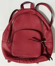 Image of Accessorize Red Small Backpack faux leather pvc zip rucksack BNWT