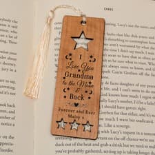 Image of Wooden Moon And Back Bookmark - Personalised Engraved Carved Gift Mothers Day