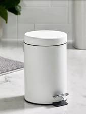 Image of Pedal Bin White Metal 3L Bathroom Charles Bentley Home