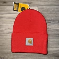 Image of Carhartt Acrylic Watch Knit Cuffed Beanie Hat A18-R85 Bittersweet Pink Red NWT