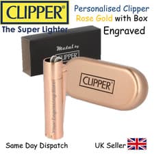 Image of PERSONALISED ENGRAVED METAL CLIPPER LIGHTER - BLACK BLUE GOLD Christmas Gift