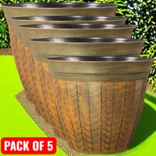 Image of Large Outdoor Planter 38cm Orange Textured Garden Plant Pot Set