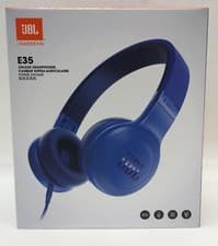 Image of JBL Wired On-Ear Headphones with 1-Button Remote & Microphone - E35 Blue NEW