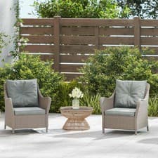 Image of 2Pieces Rattan Garden Chairs Set Cushioned Armchairs Outdoor Patio Seater Unit