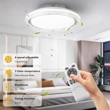 Image of 6 Speed Large LED Ceiling Fan with Lighting LED Light Adjustable Wind +Remote UK