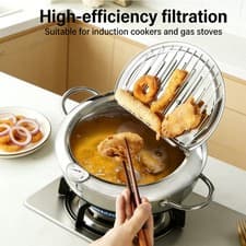 Image of Stainless Steel Deep Fryer with Precise Temperature Control and Oil Drip Rack UK
