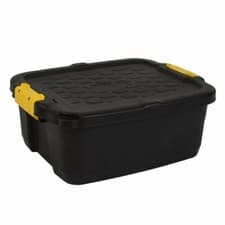Image of Strata 24 Litres Heavy Duty Strata Storage Box, Black/Yellow, 50 x 40 x 20 cm