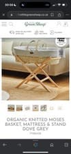 Image of Little Green Sheep Moses basket, and stand - used
