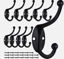 Image of 10PCS Metal Double Hat & Coat Hooks Door Wall Robe Dress Clothing Hanger