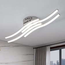 Image of 24W Modern LED Ceiling Light 4-wave Ceiling Lamp Living Room Silver Chandelier