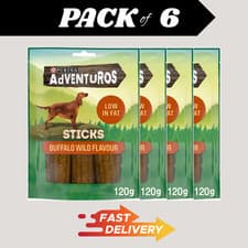 Image of Adventuros Buffalo Dog Treats 120g Sticks, Pack of 6 – All Breeds, Low Fat