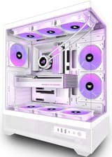 Image of PC Gaming Case ATX Mid Tower 6 ARGB Fans Tempered Glass USB Type C White