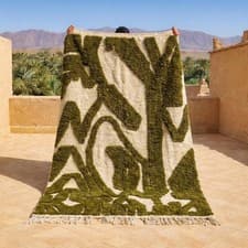 Image of Moroccan Berber Rug, Handmade Beni Ourain Style Wool Rug, Organic Abstract Boho