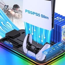 Image of PS5 Vertical Cooling Fan Stand with Dual Charging Station for Sony PlayStation 5