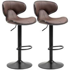 Image of HOMCOM Adjustable Swivel Bar Stools Set of 2, Barstools for Counter Bar, Brown