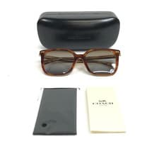 Image of Coach Sunglasses HC8381U CL918 57563J Dark Tortoise Canary w/ Brown Gray Lenses