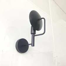 Image of Contemporary Matte Black Wall Light – Round Backlit Disc Fixture, Handmade