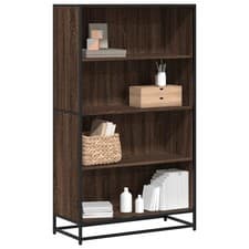 Image of WALPLUS Bookcase Brown Oak 80.5x35x139 cm Engineered Wood Tall Storage Unit